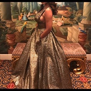 Metallic Gold Mac Duggal Ballgown